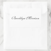 黒エレガント字カスタム名モノグラム文字 長方形シール (バッグ)