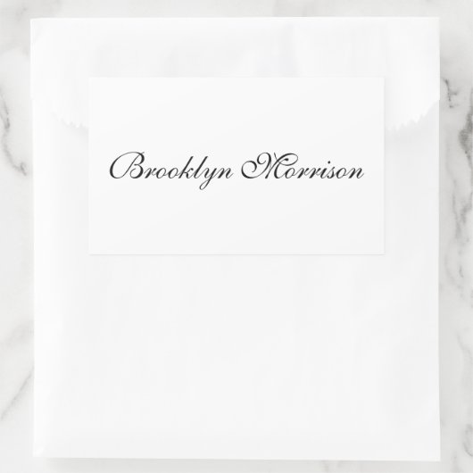 黒エレガント字カスタム名モノグラム文字 長方形シール (バッグ)