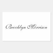 黒エレガント字カスタム名モノグラム文字 長方形シール (正面)