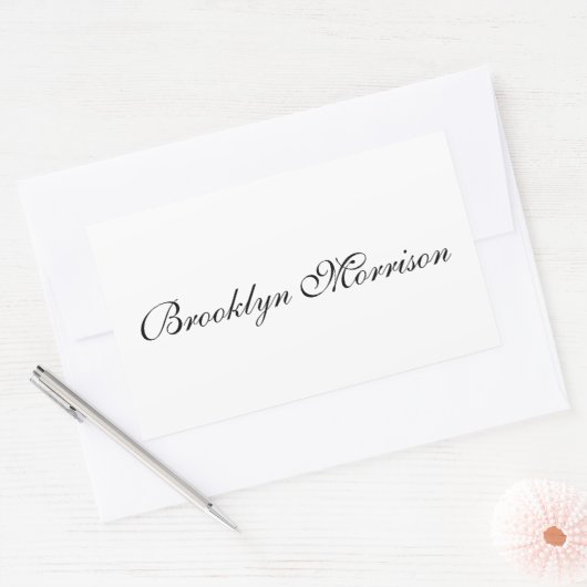 黒エレガント字カスタム名モノグラム文字 長方形シール (封筒)