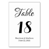 黒エレガント字カスタム文字結婚の テーブルナンバー (裏面)