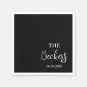 黒エレガント字クラシックヴィンテージ結婚式 スタンダードカクテルナプキン (正面)