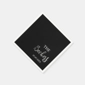 黒エレガント字クラシックヴィンテージ結婚式 スタンダードカクテルナプキン (角)