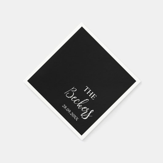 黒エレガント字クラシックヴィンテージ結婚式 スタンダードカクテルナプキン (角)