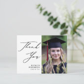 黒エレガント字シンプル卒業 ポストカード (スタンド正面)