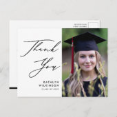 黒エレガント字シンプル卒業 ポストカード (正面/裏面)