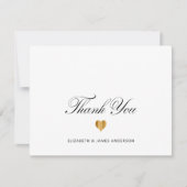 黒エレガント字パーソナライズされた結婚モノグラム サンキューカード (正面)