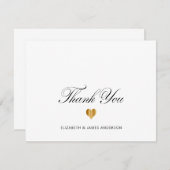 黒エレガント字パーソナライズされた結婚モノグラム サンキューカード (正面/裏面)