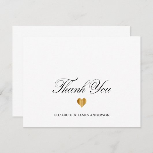 黒エレガント字パーソナライズされた結婚モノグラム サンキューカード (正面/裏面)