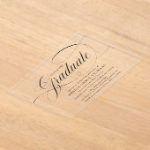 黒エレガント字卒業パーティー アクリル招待状 (レイダウン)