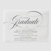 黒エレガント字卒業パーティー ベラム紙招待状 (正面)