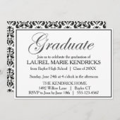 黒エレガント字卒業パーティー 招待状 (正面/裏面)