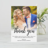 黒エレガント字結婚の写真サンキューカード 招待状 (スタンド正面)