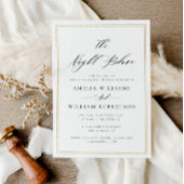 黒エレガント字金ゴールドフレームのリハーサル夕食 招待状