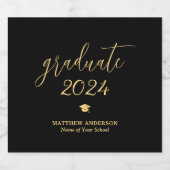 黒エレガント字・金ゴールド台本卒業 ビールラベル (シングルラベル)