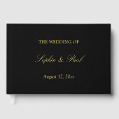 黒エレガント実在金ゴールドホイル結婚ズGuest Book ゲストブック (正面)
