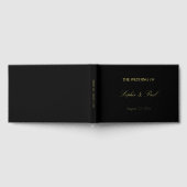 黒エレガント実在金ゴールドホイル結婚ズGuest Book ゲストブック (全面)