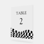 黒エレガント市松模様にパタ結婚ーン表No アクリルサイン (傾斜)