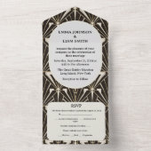 黒エレガント幾何轟音20結婚s オールインワン招待状 (内側)