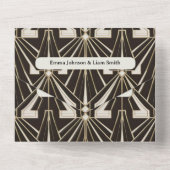 黒エレガント幾何轟音20結婚s オールインワン招待状 (裏面)