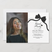 黒エレガント弓の卒業式パーティー写真 招待状 (正面)