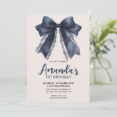 黒エレガント弓の誕生日 招待状 (スタンド正面)