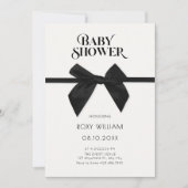 黒エレガント弓の赤ちゃんシャワー 招待状 (正面)