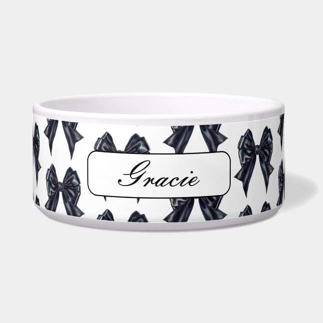 黒エレガント弓ドッグ ボウル (正面)