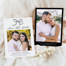 黒エレガント弓フォトウェディング日付を保存