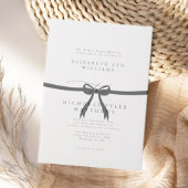 黒エレガント弓結婚の ベラム紙招待状