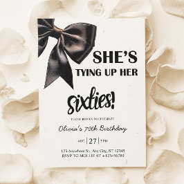 黒エレガント弓70誕生日 招待状