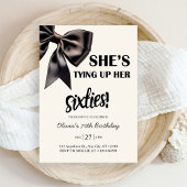 黒エレガント弓70誕生日 招待状