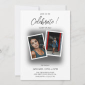 黒エレガント影3カジュアル写真卒業 招待状 (裏面)