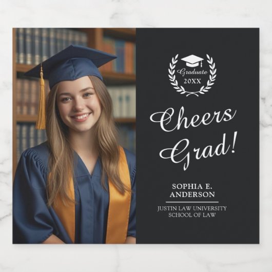 黒エレガント応援パーソナライズされたグラッドパーティー写真 ビールラベル (シングルラベル)