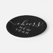 黒エレガント応援新年のパーティー ペーパープレート (アングル)