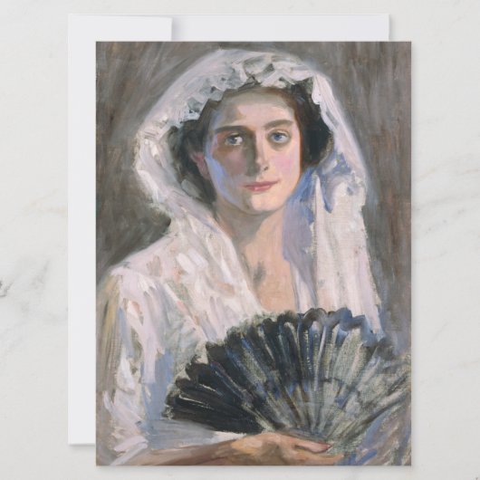 黒エレガント扇子の女性（藤島武二） カード (正面)
