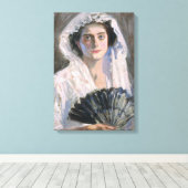 黒エレガント扇子の女性（藤島武二） キャンバスプリント (インサイチュ (ウッドフロア))