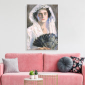 黒エレガント扇子の女性（藤島武二） キャンバスプリント (インサイチュ (リビング))