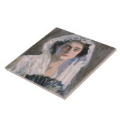 黒エレガント扇子の女性（藤島武二） タイル (側面)