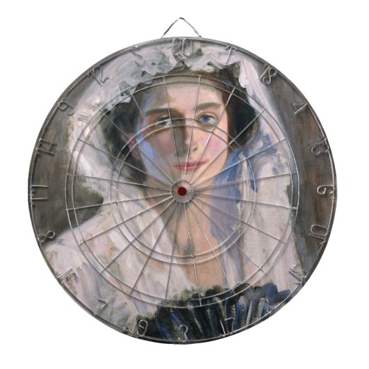 黒エレガント扇子の女性（藤島武二） ダーツボード (正面)