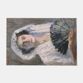 黒エレガント扇子の女性（藤島武二） ドアマット