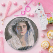 黒エレガント扇子の女性(藤島武二) ペーパープレート (パーティー)