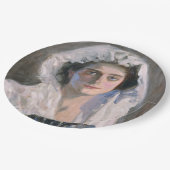 黒エレガント扇子の女性(藤島武二) ペーパープレート (アングル)