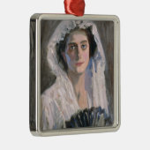 黒エレガント扇子の女性（藤島武二） メタルオーナメント (右)