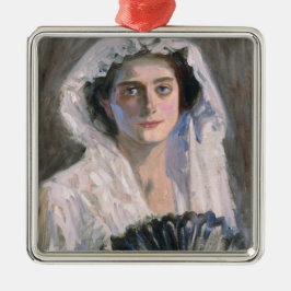 黒エレガント扇子の女性（藤島武二） メタルオーナメント