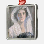 黒エレガント扇子の女性（藤島武二） メタルオーナメント (左)