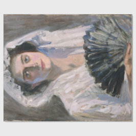 黒エレガント扇子の女性（藤島武二） ラッピングペーパー