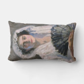 黒エレガント扇子の女性（藤島武二） ランバークッション (裏面)