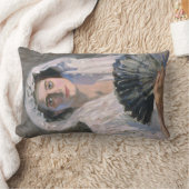 黒エレガント扇子の女性（藤島武二） ランバークッション (ブランケット)