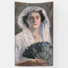 黒エレガント扇子の女性（藤島武二） 横断幕